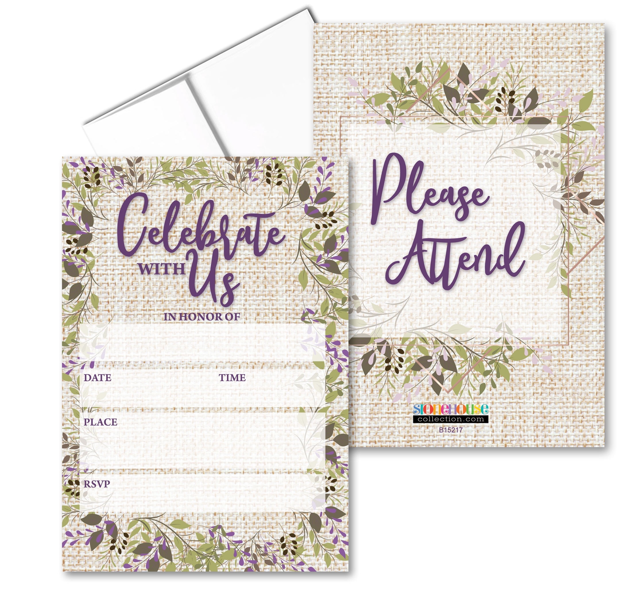 Fill In Party Invitations Rustic Fill-in Party Invitations With Envelopes - 25 Invites ...