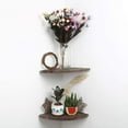 thumbnail image 1 of Rustic Finish Floating Shelves for Wall Solid Wood Wall Hanging Shelves Small Corner Shelf 2 Tier Set, 1 of 8