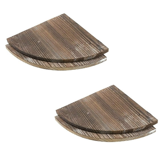 Rustic Finish Floating Shelves for Wall Solid Wood Wall Hanging Shelves Small Corner Shelf 4 Tier Set