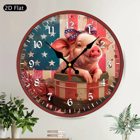 Rustic Fishing Cabin Round Wall Clock Silent Non-Ticking Decorative Lake House Decor for Fishermen