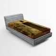 thumbnail image 1 of Ambesonne Rustic Fitted Sheet, Historical Italian Door, Twin XL Size, Amber Brown, 1 of 2