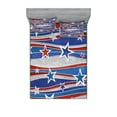 thumbnail image 1 of Rustic Fitted Sheet & Pillow Sham Set, Abstract Design Pattern of Patriotic American Flag USA National Image, Decorative Printed 6 Piece Bedding Decor Set, Full, Red Blue and White, by Ambesonne, 1 of 3