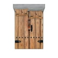 thumbnail image 1 of Rustic Fitted Sheet & Pillow Sham Set, Wooden Padlock Door Old Times Inspired Rusty Weathered Details Picture Print, Decorative Printed 6 Piece Bedding Decor Set, Calking, Pale Brown, by Ambesonne, 1 of 3