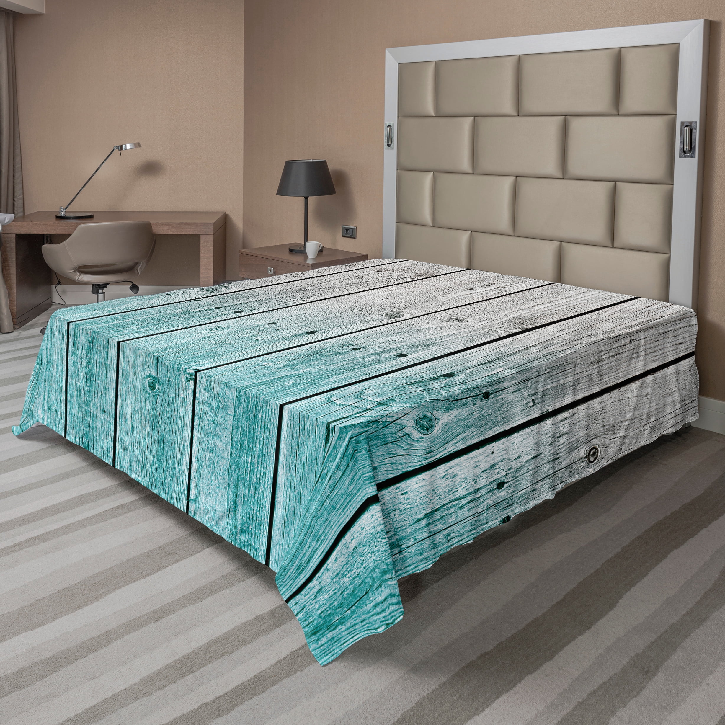 Rustic Sheet Ambesonne Rustic Flat Sheet, Digital Wood Panels, Full Size, Pale Blue ...