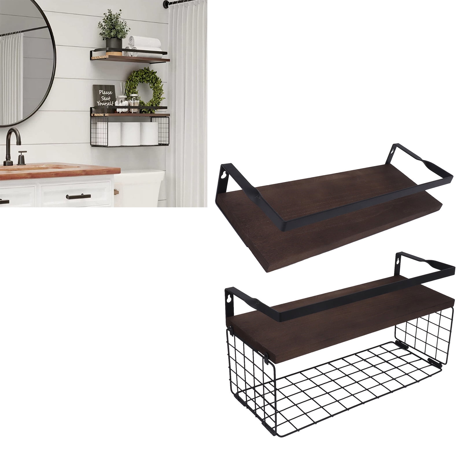 Rustic Floating Shelf, Easy To Install Wall Mounted Storage Shelves 2