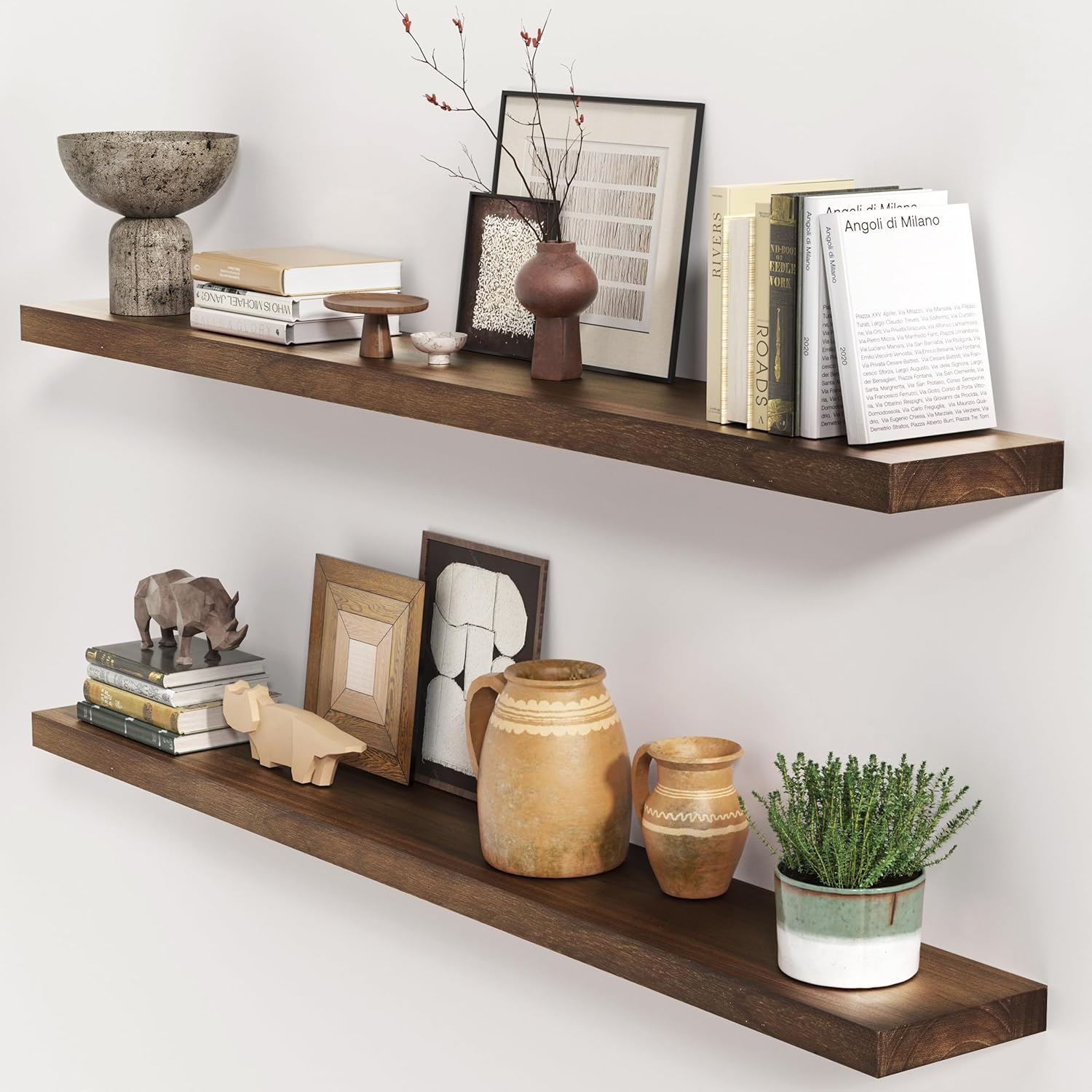 Rustic Floating Shelves, 48 Inch Floating Shelf Set of 2, Solid Wood ...