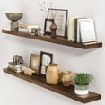 thumbnail image 1 of Rustic Floating Shelves, 48 Inch Floating Shelf Set of 2, Solid Wood Wall Mounted Shelves Dark Wood Shelves for Bedroom Bathroom Living Room - Dark Walnut, 1 of 14