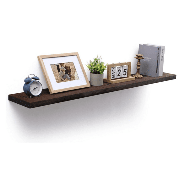 Rustic Floating Shelves, 48 Inch Floating Shelf Wood, 8 Inch Deep Dark Wood Shelve Bedroom Laundry Room Garage Farmhouse - Dark Walnut