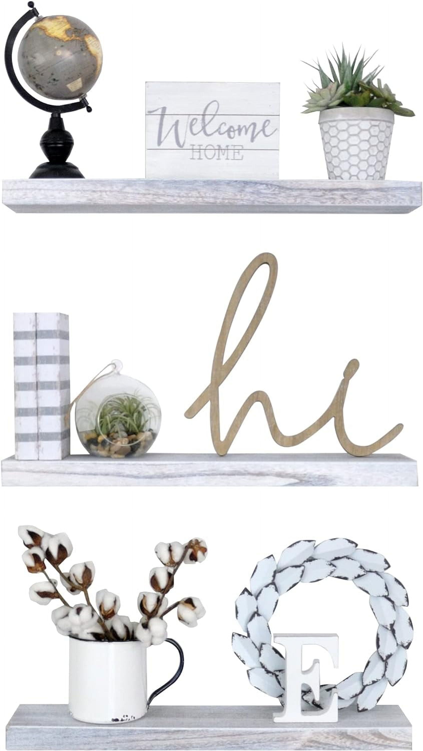 Rustic Floating Shelves, Thick Wooden Shelves, Solid Wood, Farmhouse Decor Wall Shelving