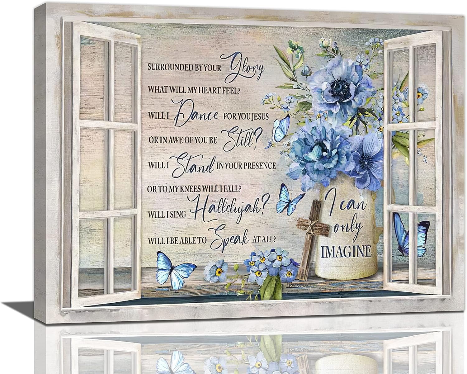 Rustic Floral Bathroom Wall Art Farmhouse Flower Butterfly Pictures