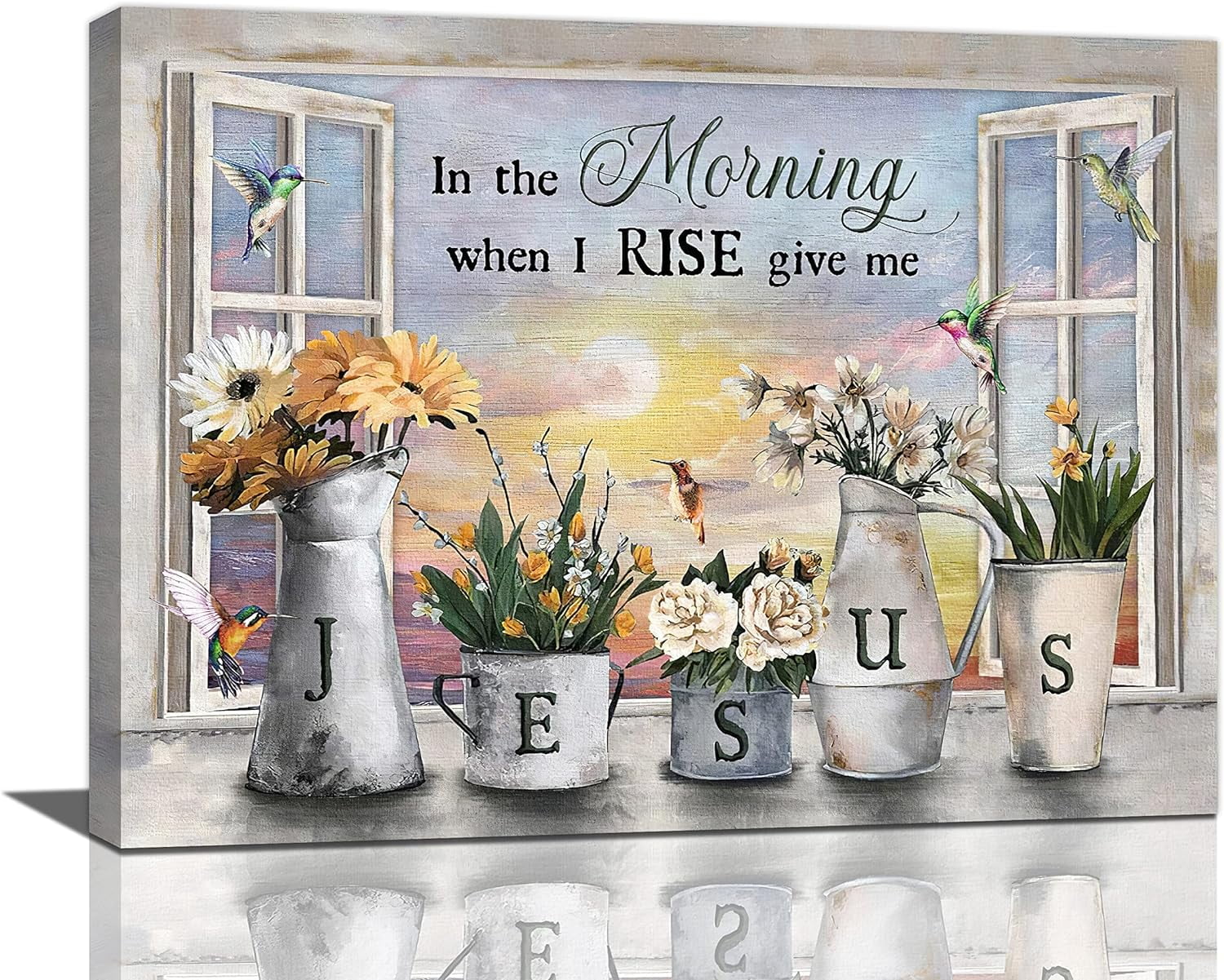 Rustic Floral Bedroom Wall Art Farmhouse Yellow Flower Daisy Sunflower