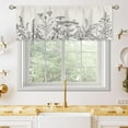 thumbnail image 1 of Rustic Floral Black White Valances Kitchen Curtains Watercolor Flower Wildflower Window Drapes Plant Botanical Leaves Bedroom Bathroom Living Room Treatment Tier Fabric 1 Panel 52Wx18H Inch, 1 of 6