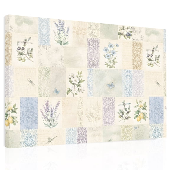 Rustic Floral Canvas Print Wall Art, Garden Flower Lavender Shabby Chic French Country Wall Decor Framed Artwork Paintings Pictures for Living Room Bedroom Stretched Ready to Hang, 24" x 32"