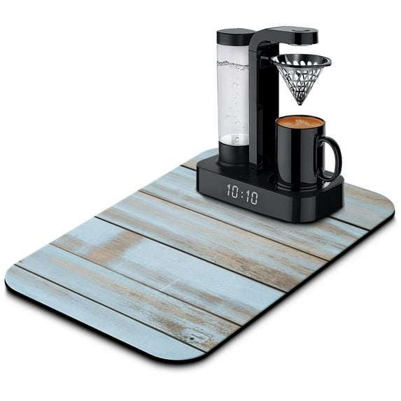 Rustic Floral Coffee Drying Mat - Perfect for Kitchen Countertops, 19.5x12in - Wood Design Made with Diatom Ooze