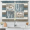 thumbnail image 1 of Rustic Floral Flower Sweet Love Home Kitchen Curtains, Farmhouse Country Vintage Wood Plank Door Small Short Cafe Window Curtain Over Sink Dining Room Decor Rod Pocket Drapes 2 Panels 36"x28" Inch, 1 of 6
