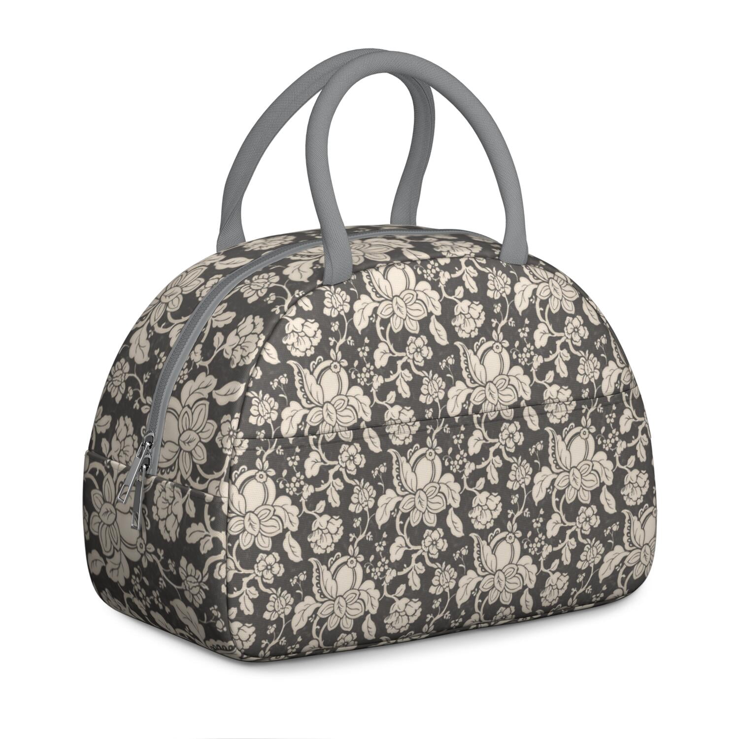 Rustic Floral Lunch Bag – Vintage Bloom Pattern Tote for Women with Insulated and Leakproof Lining, Ideal for Outdoor Meals