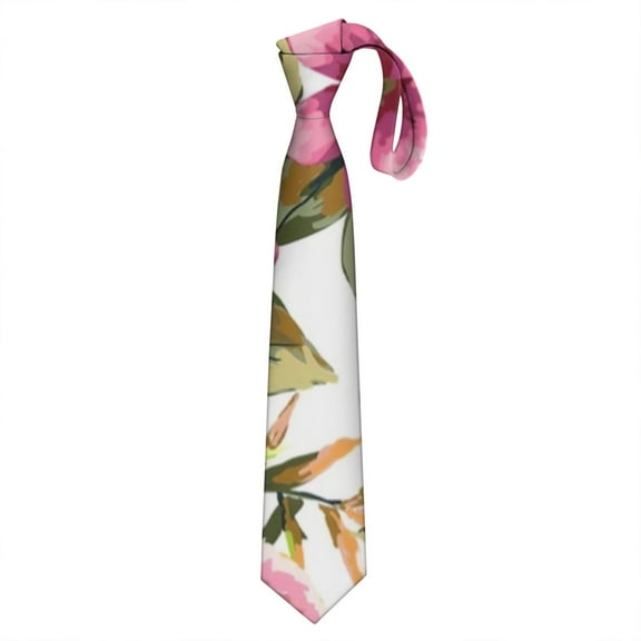 Rustic Floral Necktie for Men - Vintage Farmhouse Bloom Satin Wedding Tie