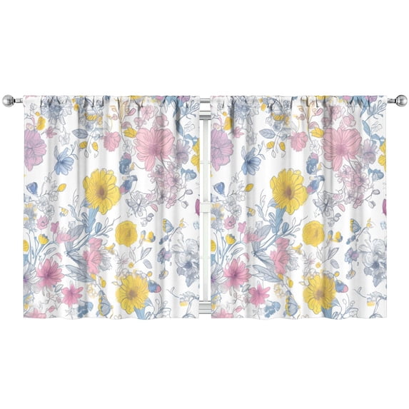 Rustic Floral Pattern Drapes 52x63 Inch Rod Pocket Blackout Curtains 2 Panels for Bedroom and Cozy Vibes
