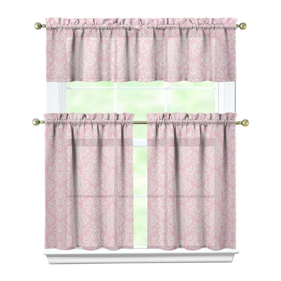 Rustic Floral Print Curtains 36 Inch Short - 3 Panel Vintage Country Set with Bohemian Wildflowers, Rod Pocket Window Treatment for Farmhouse Decor