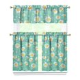 thumbnail image 1 of Rustic Floral Print Curtains 36 Inch Short - 3 Panel Vintage Country Set with Bohemian Wildflowers, Rod Pocket, 1 of 6