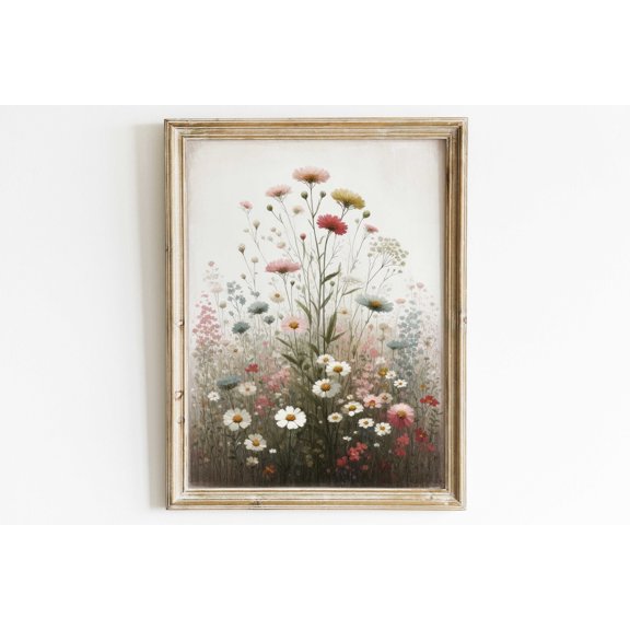 Rustic Floral Print, Wildflower Art Print, Vintage Floral Wall Decor, Rustic Flower Wall Art, Wildflower Nursery Decor, PRINTABLE Art
