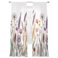 thumbnail image 1 of Rustic Floral Sheer Curtains 2 Panels Set Watercolor Retro Flower Wildflowers White Dandelion Plants Sheer Window Curtains Light Filtering Rod Pocket Voile Drapes for Bedroom Living Room 52"X96", 1 of 9