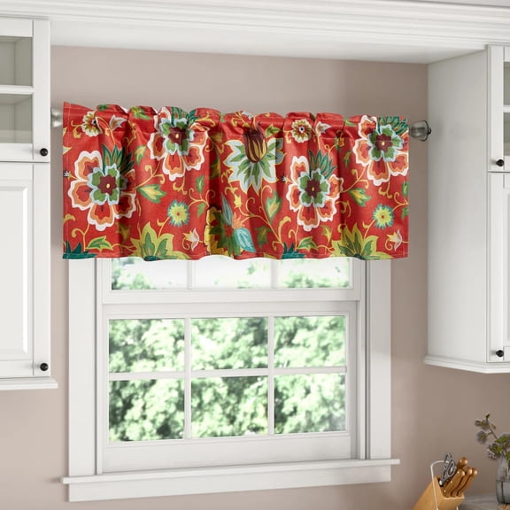 Rustic Floral Valances for Windows 18‘‘L Vintage Boho Chic Valance Curtains Blackout Short Small Curtain Valances for Kitchen Bedroom Living Room Country Cottage Valance Curtain, Rod Pocket