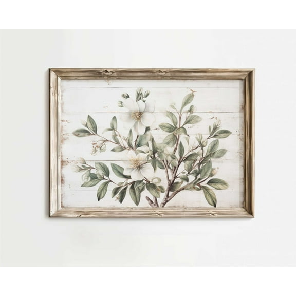 Rustic Floral Wall Decor, White Flower Print, Kitchen Art, Vintage Flower Art, Farmhouse Decor, Distressed Wall Art, Floral Art Wall Art, Modern Wall Decor, 8x12 UNFRAMED