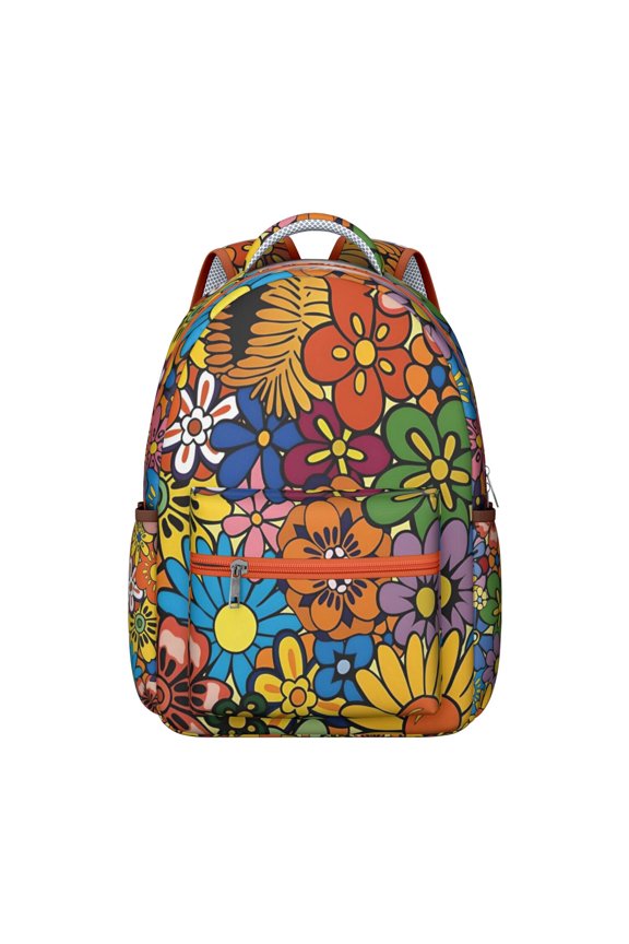 Rustic Floral and Bee Artwork Backpack for Students Multifunctional School Bag with Botanical Garden Print, Adjustable Straps
