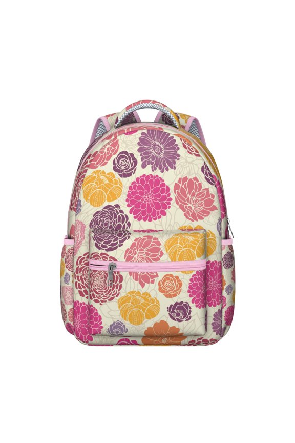 Rustic Floral and Bee Artwork Backpack for Students Multifunctional School Bag with Botanical Garden Print, Adjustable Straps