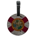 thumbnail image 1 of Rustic Florida State Flag Distressed USA Round Leather Luggage Card Suitcase Carry-On ID Tag, 1 of 6