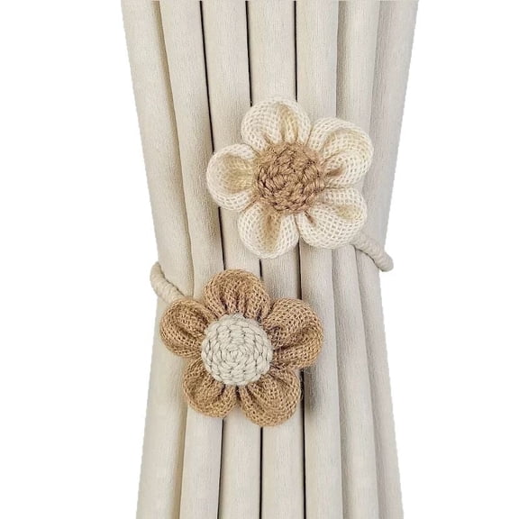ZARKEA Rustic Flower Braided Rope Curtain Tiebacks 2 Count