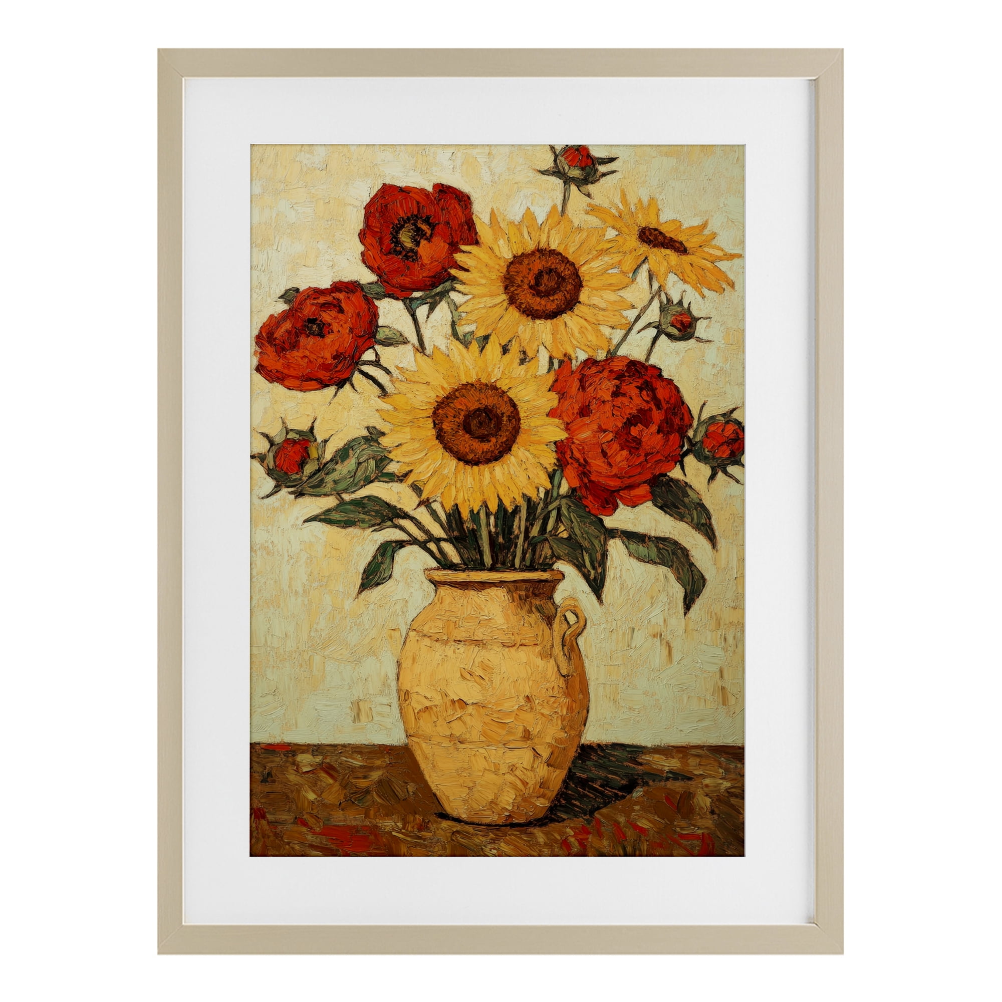 Rustic Flower Display Birch Framed Print Under Glass, design by Petal Prints Design