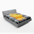 thumbnail image 1 of Rustic Flower Fitted Sheet, Trippy Modern Graffiti with Rose Petals on the Brick Wall Urban City Life, Soft Decorative Fabric Bedding, Full Size, Grey Orange, by Ambesonne, 1 of 2