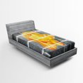 thumbnail image 1 of Rustic Flower Fitted Sheet, Trippy Modern Graffiti with Rose Petals on the Brick Wall Urban City Life, Soft Decorative Fabric Bedding, Twin XL Size, Grey Orange, by Ambesonne, 1 of 2