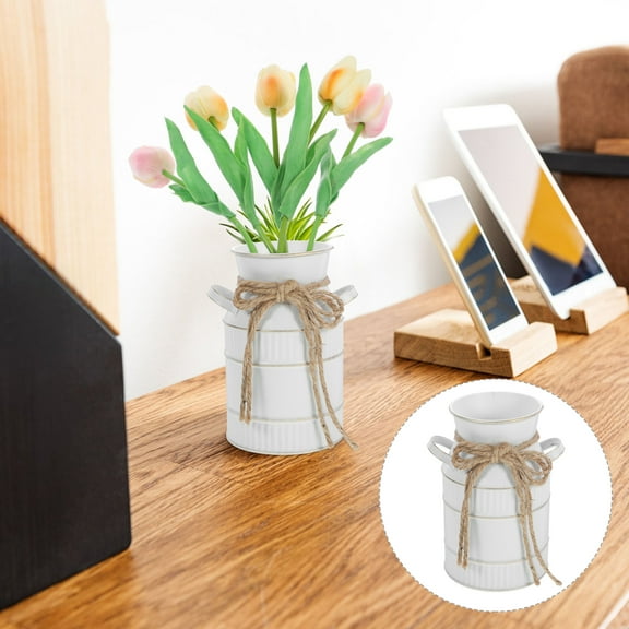 Rustic Flower Holder for Indoor Plants Farmhouse Pitcher Flower Vase with Handle