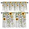 thumbnail image 1 of Rustic Flower Kitchen Curtains Valances and Tiers Set of 3 Watercolor Yellow Sunflower Purple Floral Green Leaf Plant Tier Curtains and Valance with Rod Pocket for Small Windows, 27.5"x36", 1 of 9