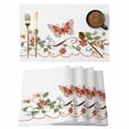 thumbnail image 1 of Rustic Flowers Butterfly Placemats Set of 4 Spring Botanical Floral Place Mats Indoor Wipeable Table Mats Washable Cloth Dining Table Placemats for Kitchen Holiday Party Home Decor 13x19 Inch, 1 of 9