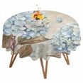 thumbnail image 1 of Rustic Flowers Round Tablecloth 60 inches Spring Blue Hydrangea Butterfly Floral Old Newspaper Texture Waterproof Oil-Proof Table Cloth Round Table Cover for Holiday Party Picnic Dinner Decor, 1 of 9