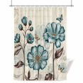 thumbnail image 1 of Rustic Flowers Shower Curtain, Spring Teal Tulip Butterfly Vintage Floral Newspaper Texture Waterproof Shower Curtain Set with 12 Hooks Lightweight Bath Curtains Fabric Bathroom Decor 72x84 Inches, 1 of 9