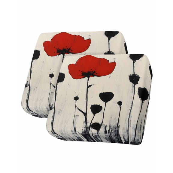 Rustic Flowers Sofa Couch Cushion Covers Washable, Removable Stretchable Sectional Couch Covers, Retro Farmhouse Spring Botanical Floral Slipcovers for L & T Shape Sofa Protector S Size 2 pcs