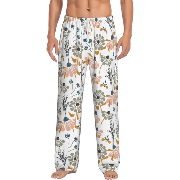 Rustic Flowers Vintage Men's Pajama Pants Soft Breathable Sleep Lounge Pants with Pockets, Elastic Waist PJS Bottoms for Nightwear & Home XX-Large