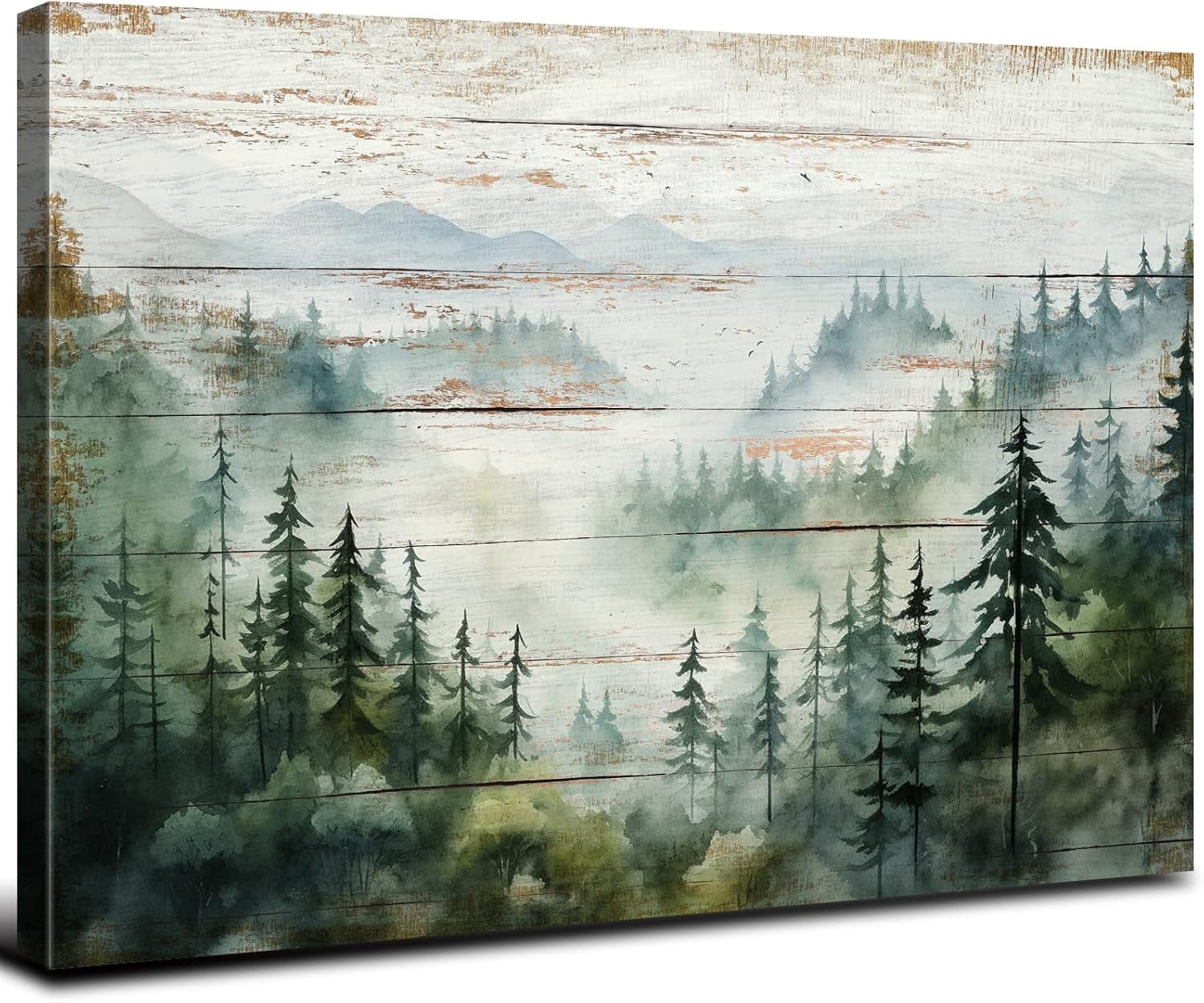 Rustic Foggy Forest Canvas Wall Art Nature Landscape Picture for Living ...