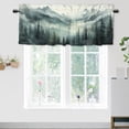 thumbnail image 1 of Rustic Foggy Forest Kitchen Valance Curtains Fantasy Watercolor Pine Trees Birds Privacy Decorative Rod Pocket Short Window Valance Curtains 54 by 18 in, 1 Panel, 1 of 6