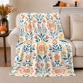 thumbnail image 1 of Rustic Folk Art Floral, Cozy Friendship Quote Scene, Warm Flannel Blanket for Ranch House and Living Room with Detailed Artwork, Art Lovers Friendship Gift, Artistic Home Decor, 1 of 9