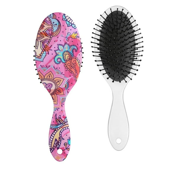 Rustic Folk Pattern Hair Brush, Natural Earthy Tone Paddle Brush for Kids Women Men, Comfortable Artistic Styling Comb