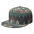 thumbnail image 1 of Rustic Folk Style Hat – Earthy Aesthetic Flat Brim Cap, Tribal Print Snapback for Casual Wear, 1 of 7