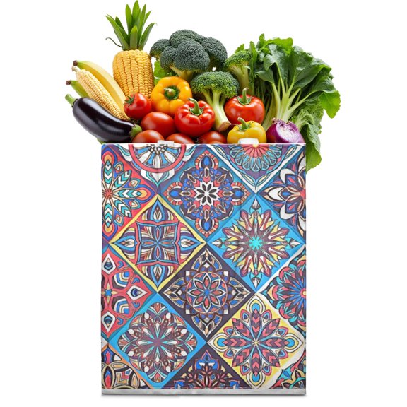 Rustic Folk Style Plaid Canvas Bag – Ethnic Boho Reusable Tote