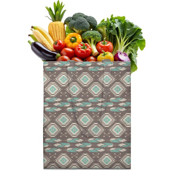 Rustic Folk Style Waves Canvas Bag – Ethnic Bohemian Reusable Tote