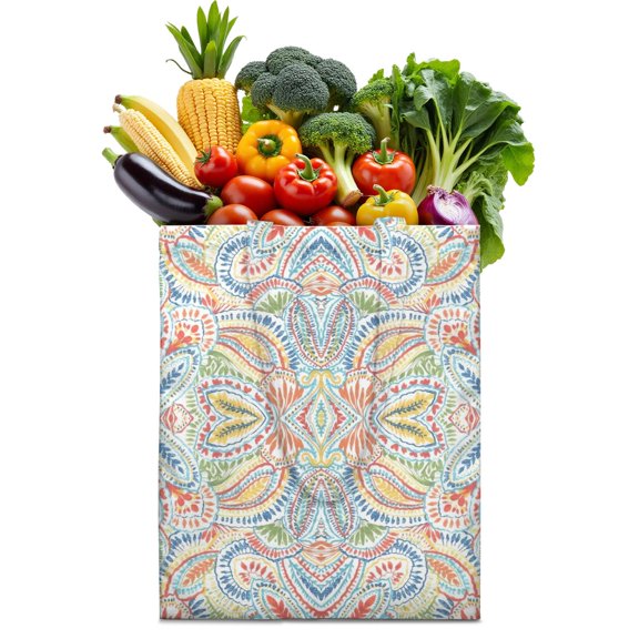 Rustic Folk Style Waves Canvas Bag – Ethnic Bohemian Reusable Tote